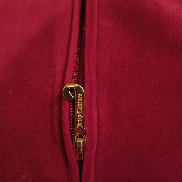 Juicy Couture Kids Velvet Red Hoodie with Gold Accents - Picture 4 of 8
